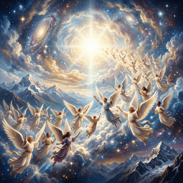 Angels praising God in the heavens