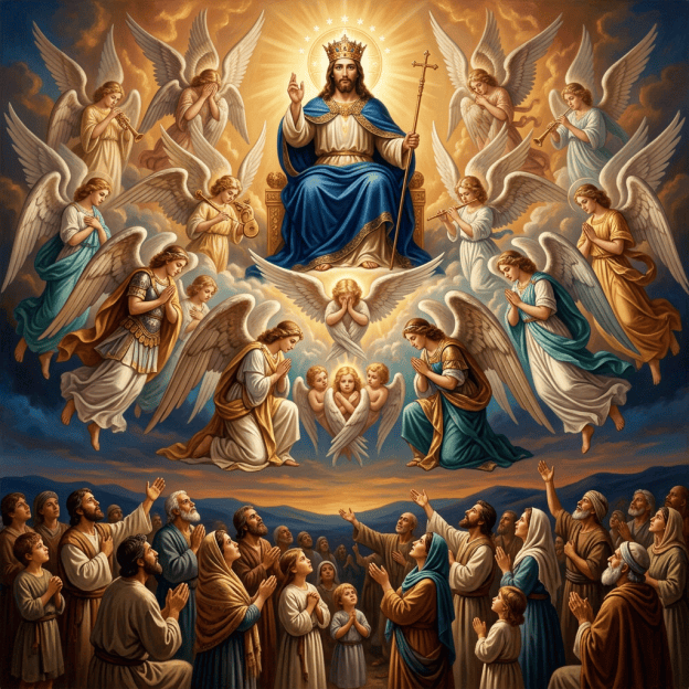 Jesus reigning over angels and humanity