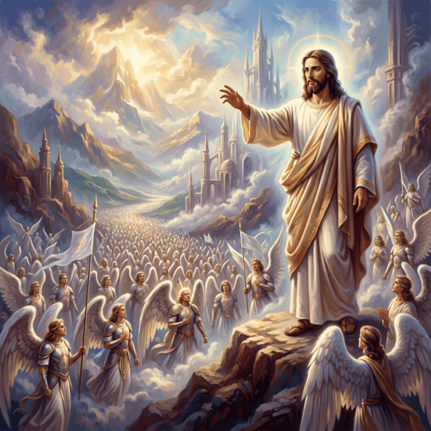 Jesus reigning over angel armies